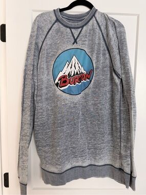 Burton Gray Crewneck Sweater with Blue and Red Logo